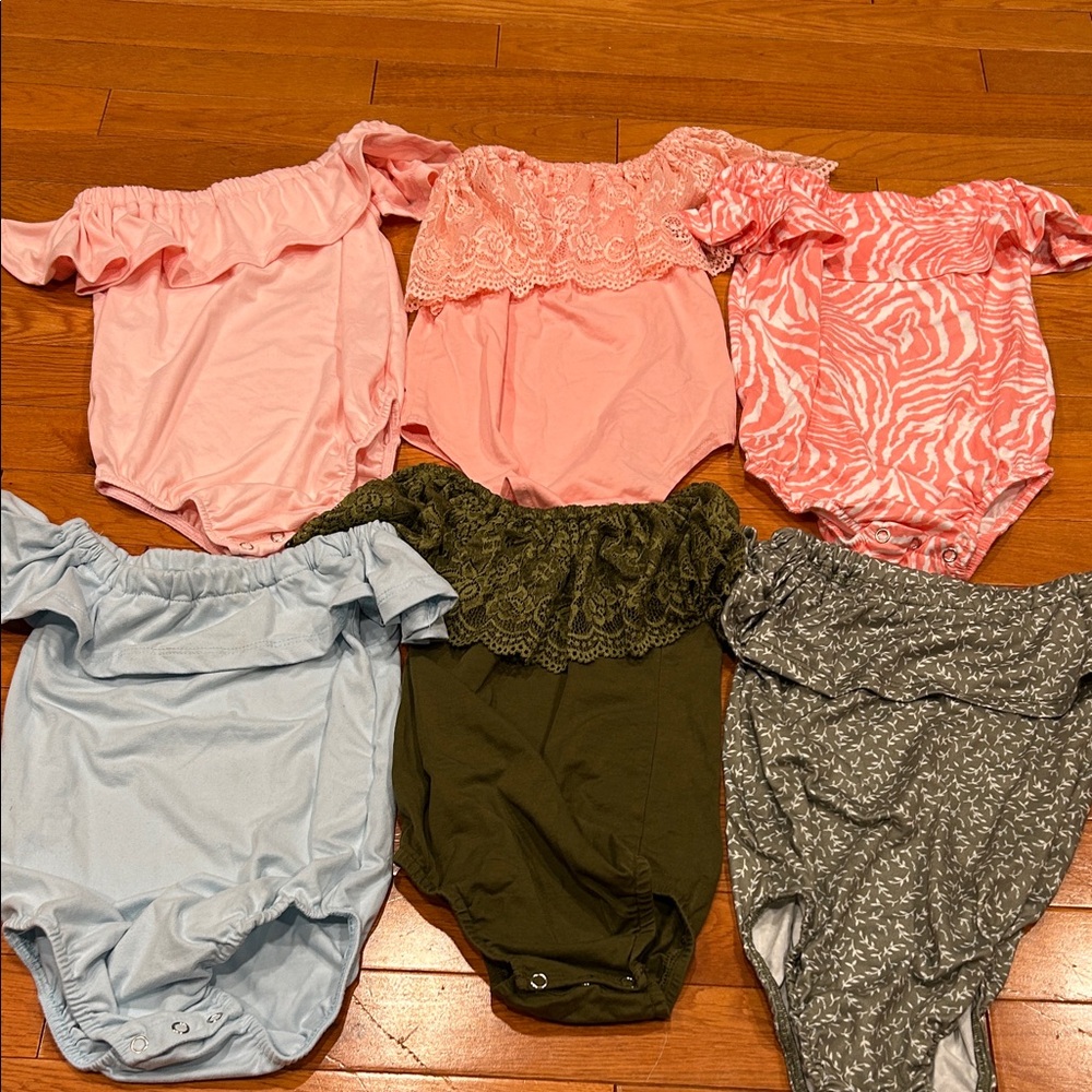 Set of Six Baby Onesies in Various Colors